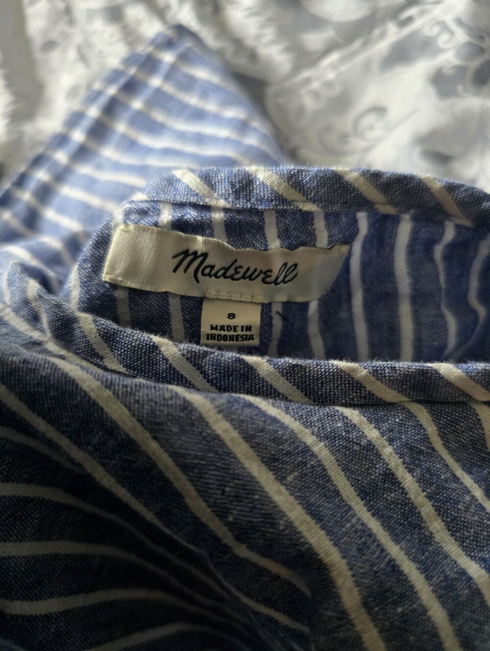 Madewell Blue and White Striped Relaxed Button-Down